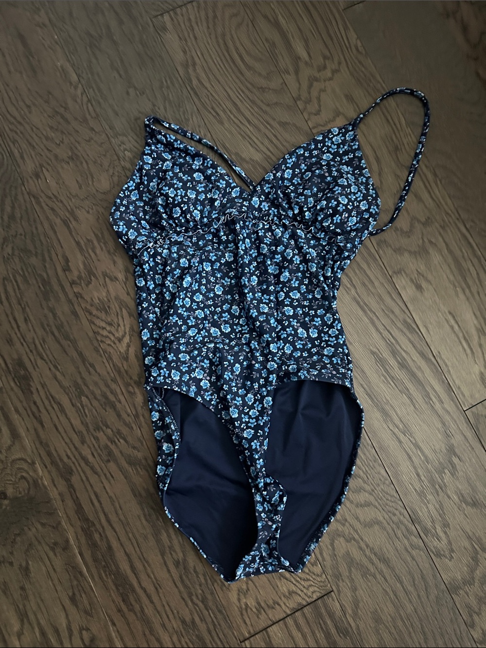 Old Navy Navy Blue Floral One-Piece Swimsuit